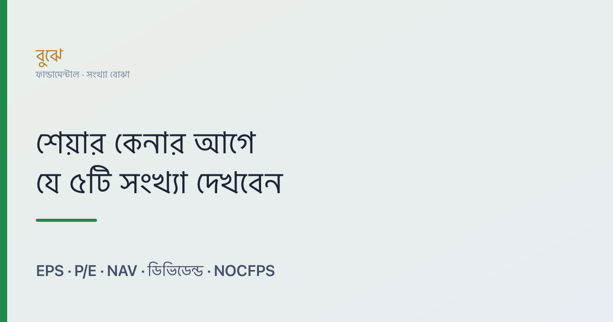 শেয়ার কেনার আগে যে ৫টি সংখ্যা দেখবেন: EPS, P/E, NAV, ডিভিডেন্ড, NOCFPS